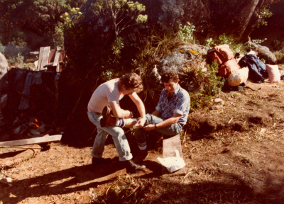 Roberto getting treament for wound in 1981